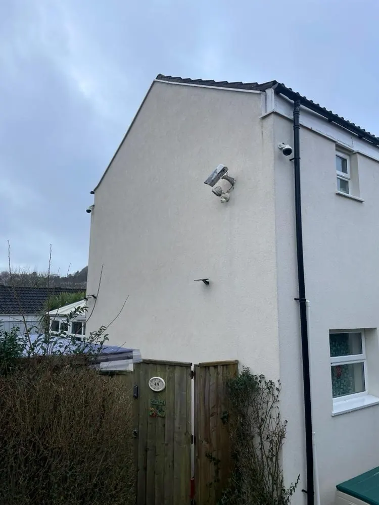 A rendered gable end after cleaning